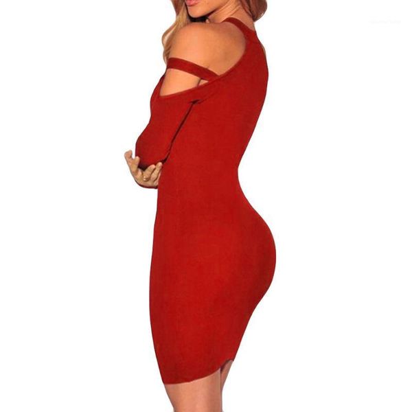

jaycosin clothes women solid dresses fashion long sleeve strapless o-neck hip sheath dress1, Black;gray