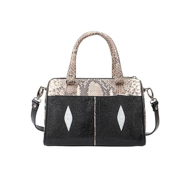 

authentic stingray leather women's handle handbag genuine python skin female single cross shoulder bag lady working purse