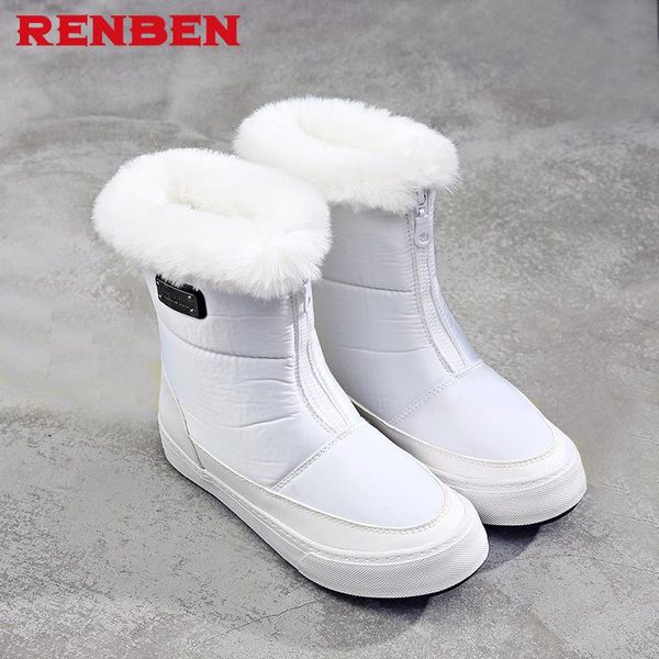 

boots winter women mid-calf down female waterproof ladies snow girls shoes woman plush insole botas mujer, Black