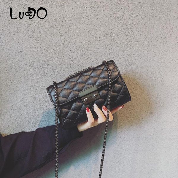 

lucdo малого цепного crossbody сумка для женщин 2020 кожа pu конструктора класса люкс дама сумки алмазного lattice плечо мессажер сумки