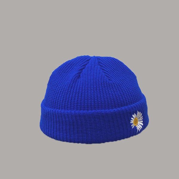 

men women autumn winter beanie embroidery flowers fashion hat edge curling knitted hat korean japan style fashion 2020 new