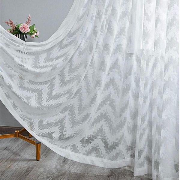 

curtain & drapes modern wave style elegant white window tulle decoration european jacquard sheer curtains for bedroom living room kitchen