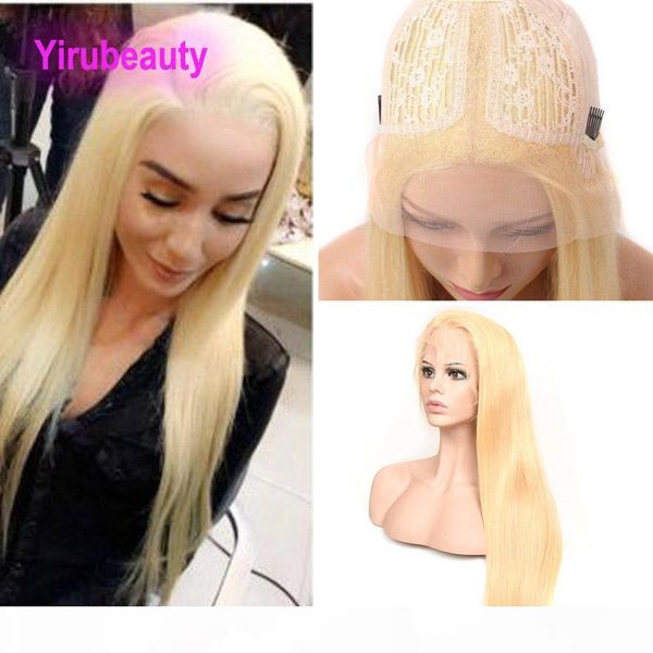 

indian human hair 13*6 t-style lace wigs 10-30inch 613# silky straight capless wig yirubeauty wholesale blonde color, Black;brown