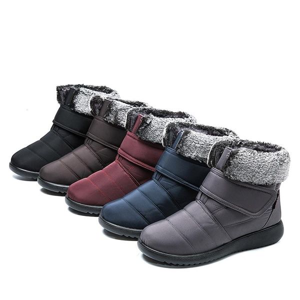 

snow boots women short boots women fur one winter cotton plus velvet warm cotton shoes plus size, Black