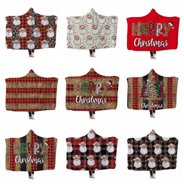 

kids hooded blankets 3d leapard printed cape santa clause xams washable warm bed velet fleece throw blanket ea shipping dhc3356