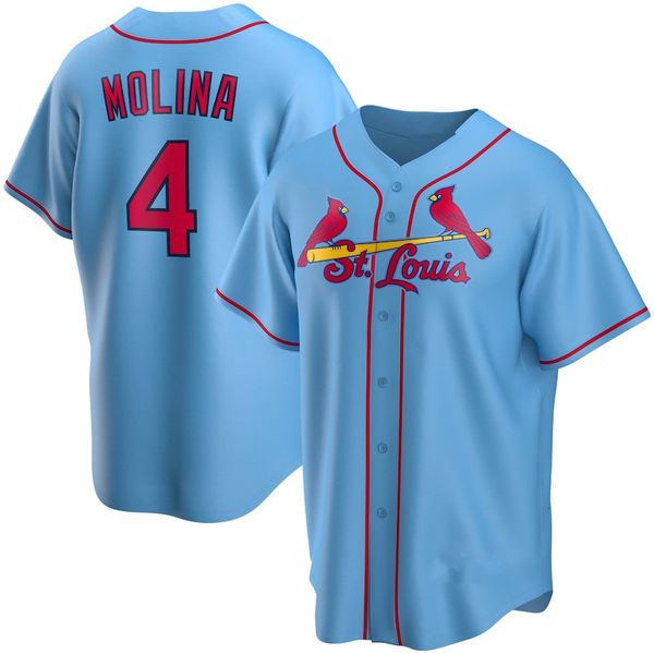 

st. louis cardinals 4 yadier molina 28 nolan arenado jersey 46 paul goldschmidt ozzie smith paul dejong genesis cabrera, Blue;black