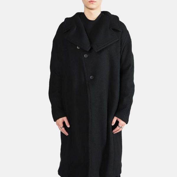 

xs-6xl 2020 men clothing bigbang fashion hair stylist three dimensional petal collar wool coat plus size singer costumes1, Black