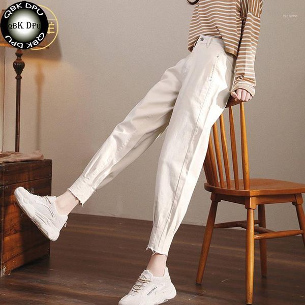 

white jeans for women high waist harem mom jeans spring 2019 new plus size black female denim pants beige black plus size1, Blue