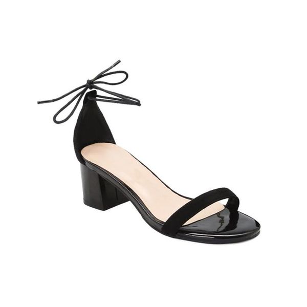 

горячие продажа black шнуровка коренастый высоких каблуках open toe простые и удобные 6см сказочные каблуках сандалии женская обувь