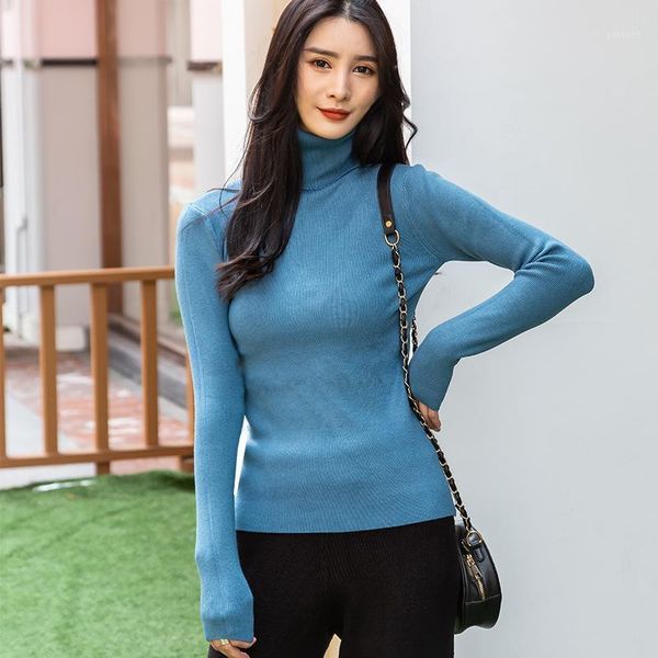 

ladies turtleneck sweater 2020 autumn winter new korean all-match high-neck solid thicken slim fit casual knit pullover women1, White;black