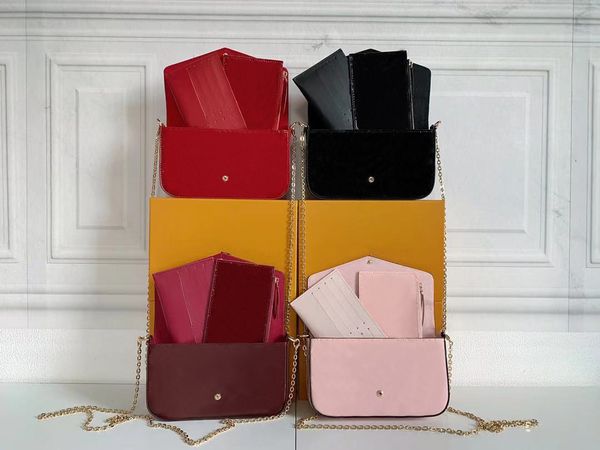 

new fashion new women handbag shoulder bag with box patent leather purses messenger bags female classic wallet shoulder bag
