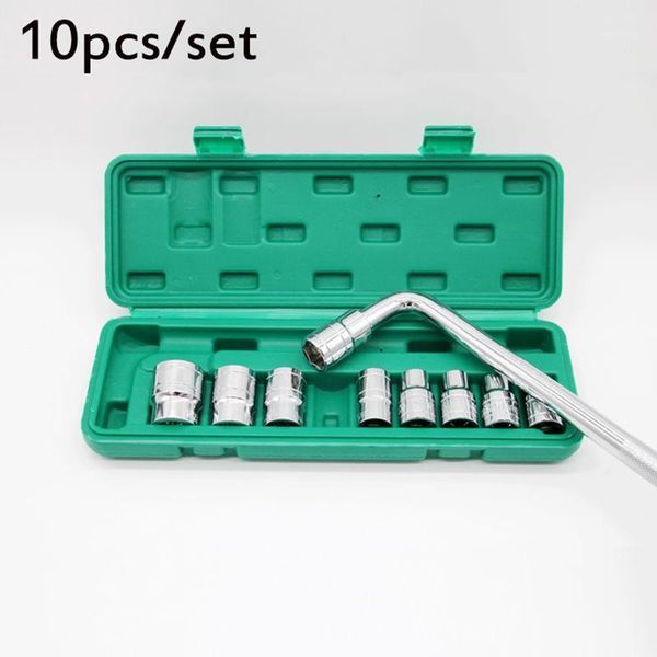 

10-piece socket set mirror chrome plated l-shaped wrench set hand tool wrench bent rod car repairtool1