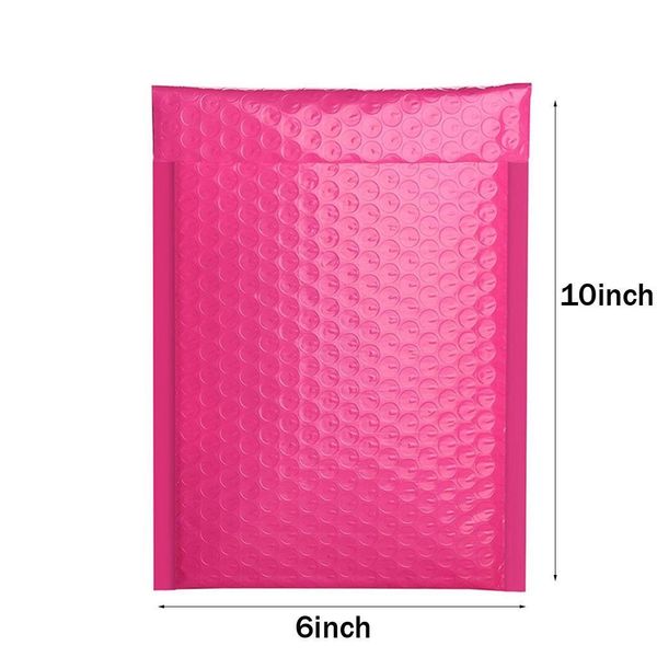 50 шт. 6x10 дюймов розовый розовый конверт сумки пузырьки пузырьки мягкие конверт выровнянные полиэтилерные почтовые сам уплотнение розовые