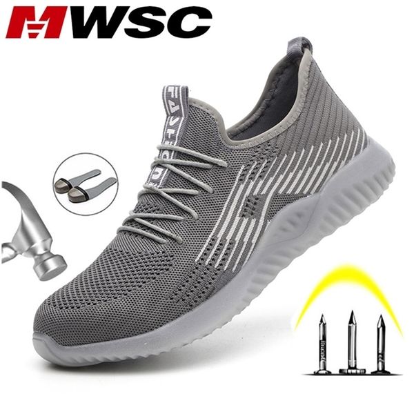 MWSC Safety For Men Maschio Anti-smashing Steel Toe Cap Shoes Sneakers da costruzione da uomo Stivali da lavoro indistruttibili Y200915