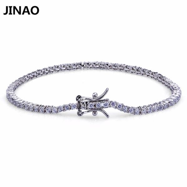 

jinao gold/silver-color bracelets iced out 1 row 2mm tennis chain cz stones bracelet hip hop rock men women fashion jewelry, Black
