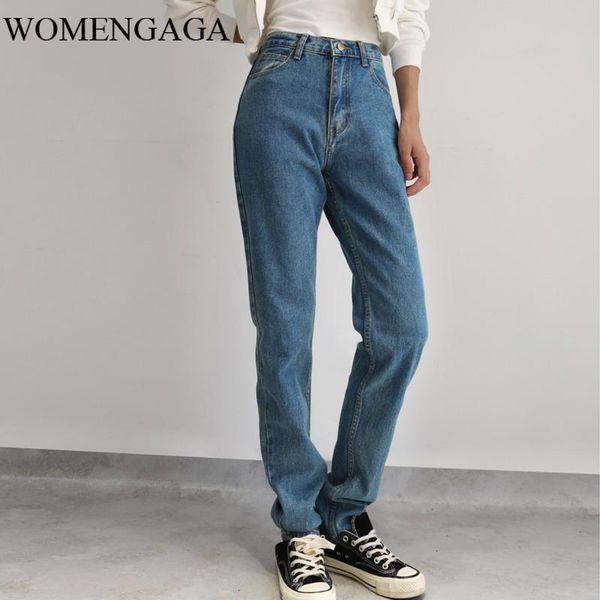 

womengaga american сыпучие высокой талией для похудения ног длинные омывается tall тощие брюки конический бойфрендом синие джинсы женские в, Blue