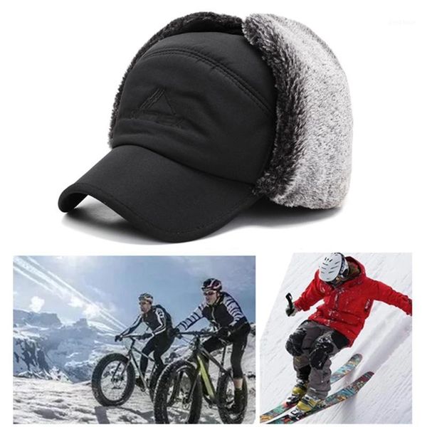 

warm winter trapper hat mens faux fur hats with ear flap windproof mask snow ski hat hunting cap1