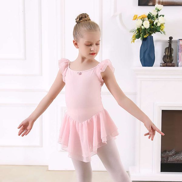

open new short sle crotch training sve suit girl's dance children's ballet drs mh one piece skirt, Blue