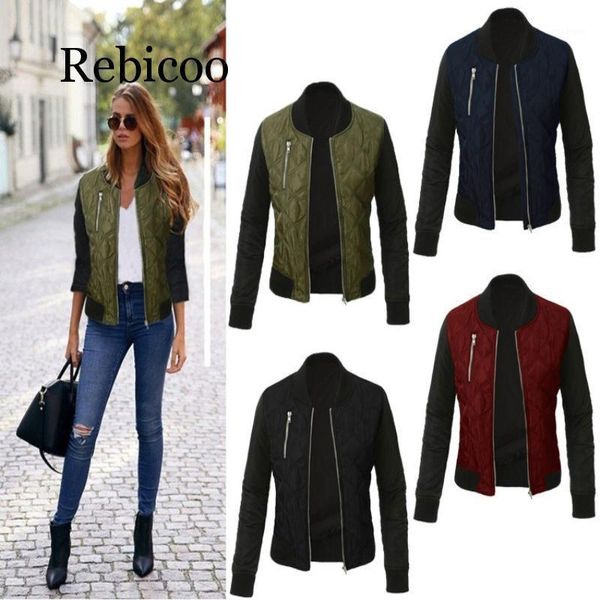 

autumn and winter casual fashion three-dimensional women's jacket o-neck zipper stitching quilted bomber jacket 2020 new women's1, Black;brown