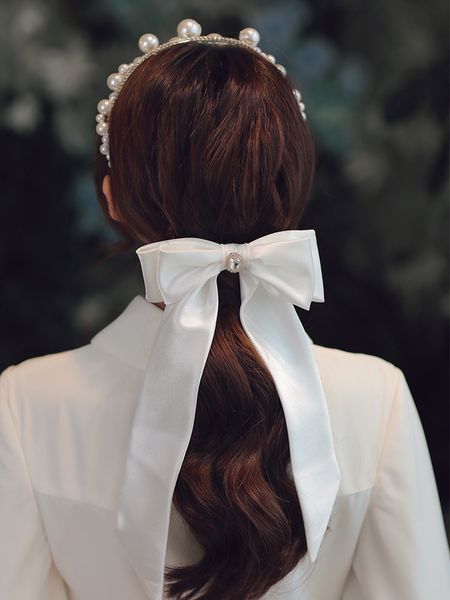 

new water dance a4432 bridal korean headdress pearl band handmade beaded crown wedding dress temperament hair ornament, Silver