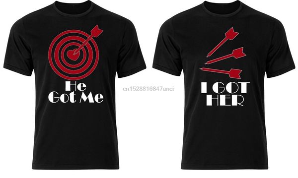 

he got me i got her aim heart bullseye arrow funny couples matching cartoon men new fashion sport hooded sweatshirt hoodie t shirt