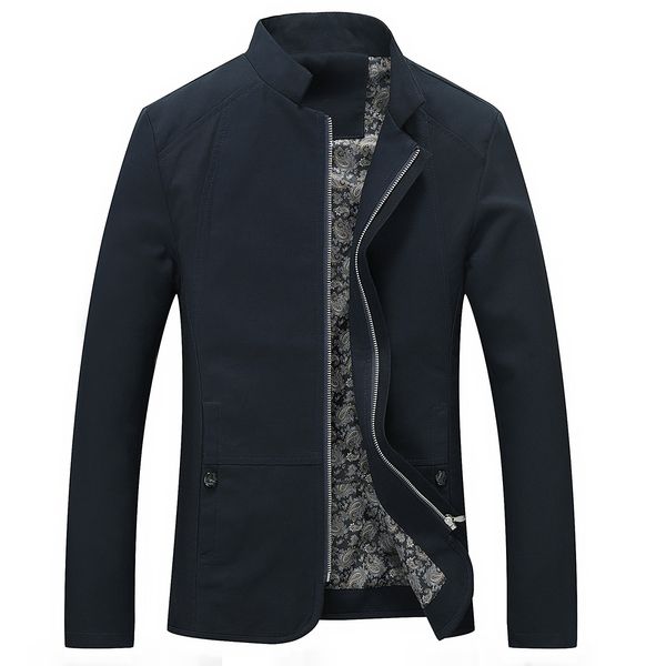 

2021 new blazer spring autumn business work stand collar jacket men lightweight coat cotton dt6k, Black;brown