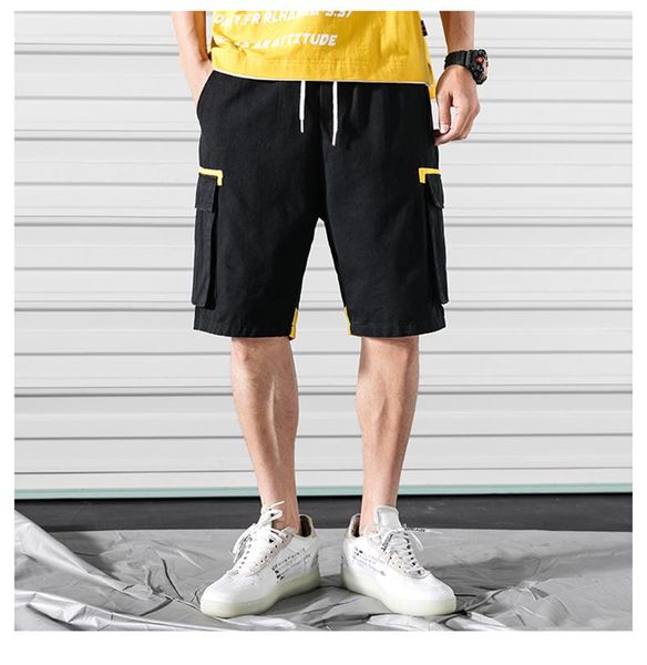 

men's shorts casual man cargo fashion elastic waist large sport summer trousers sweat pants fitness beach knee length male pant kk60nd, White;black
