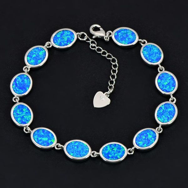 

link, chain wholesale & retail fashion fine blue/white/green/orange oval fire opal bracelet 925 sterling sliver jewelry bnt16022706, Black