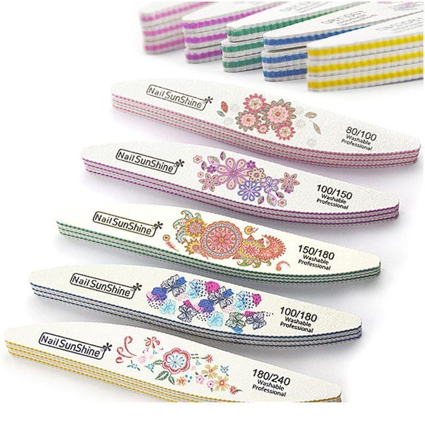 

5pcs/lot washable nail art file willow leaves flower pattern 100/120/180/240 sandpaper buffer block manicure pedic qyljuc
