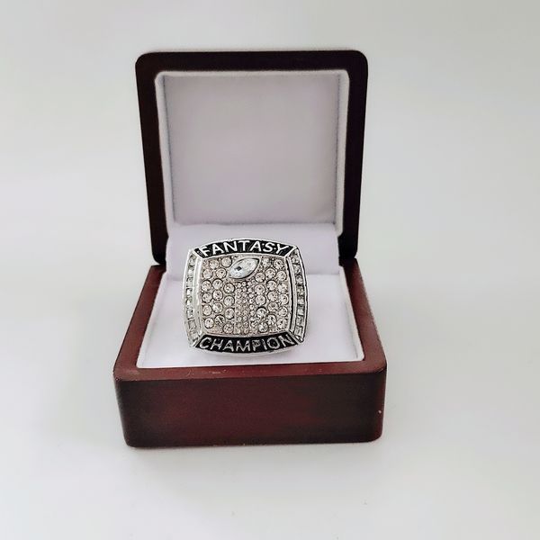 

2020 the 2017 -2018 fantasy football championship ring with wooden box fan gift wholesale drop shipping, Golden;silver