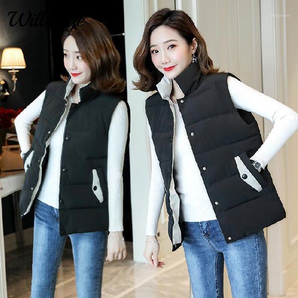 

willstage 3xl plus size vest coats women button cotton jacket pockets sleeveless student want outerwear oversize waistcoat1, Black;white