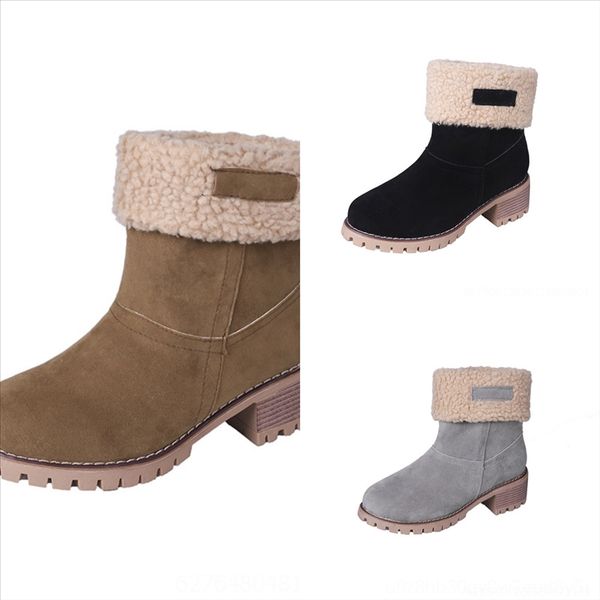 

wx1h the new rabbit style round the knee-boot high riding skin heel black decoration of low rivets robust party boots man snow boot