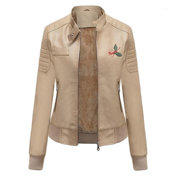 

fashion short faux leather jacket women autumn winter thick warm lining motorcycle jacket loose plus size coat female pu d33141, Black