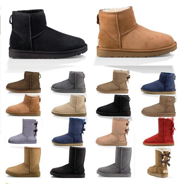 

2020 designer women boots snow wgg winter boots australian satin boot ankle booties fur leather outdoors shoes size 36-41 m2k5#, Black