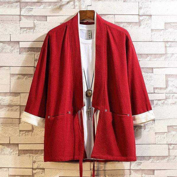 

chinese style tang costume classic hanfu men women vintage kimono cardigan yukata haori summer asian clothing 3xl 4xl 5xl, Red