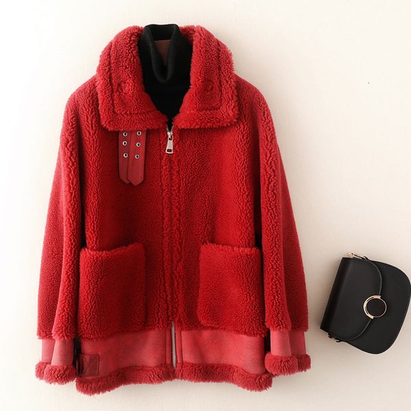 

royal women leather of sheep loose coats outerwear snow female winter cycle bike clothes zy0p, Black