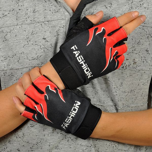 

men' half finger non slip silica gel cycling men summer sports bike flame pattern gloves luvas guantes protect glove s66, Blue;gray