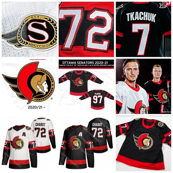 

2021 new ottawa senator hockey jerseys 72 thomas chabot mark borowie tyler ennis magnus paajarvi chris tierney jerseys customize any nam, Black
