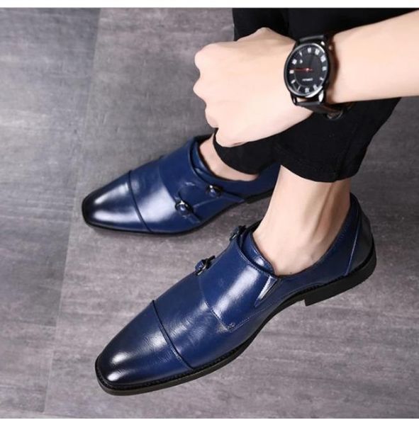 

2020 men pu leather casual shoes handmade new monk strap slip-on loafers shoes stylish luxury low heel business 4m739, Black