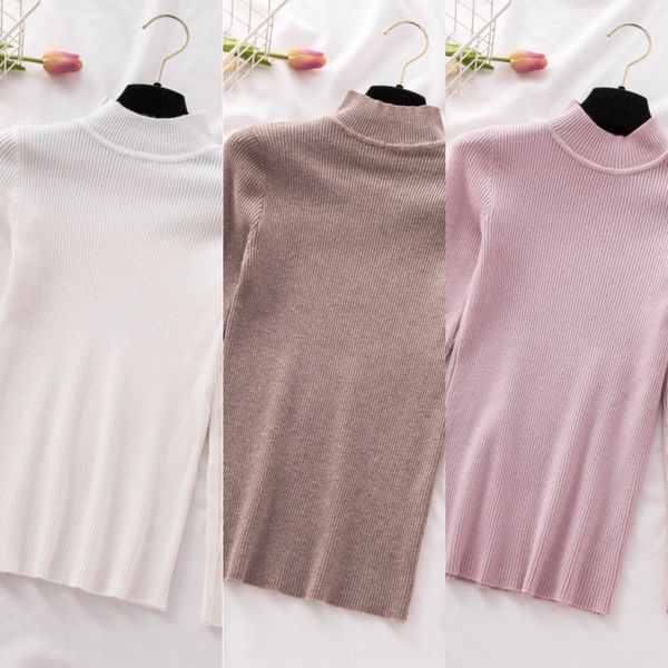 

half high neckline sweater pullover tights tights base sweater women's long sleeve short style with autumn and winter new style pullove, White;black