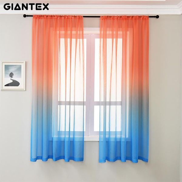 

curtain & drapes giantex simple style pink clouds gradient balcony bedroom living room home decoration transparent yarn printing polyester1