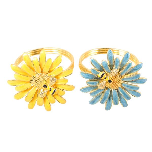 

table napkin 2pcs rings buckles bee flowers shape design zinc alloy for dining (mixed color)