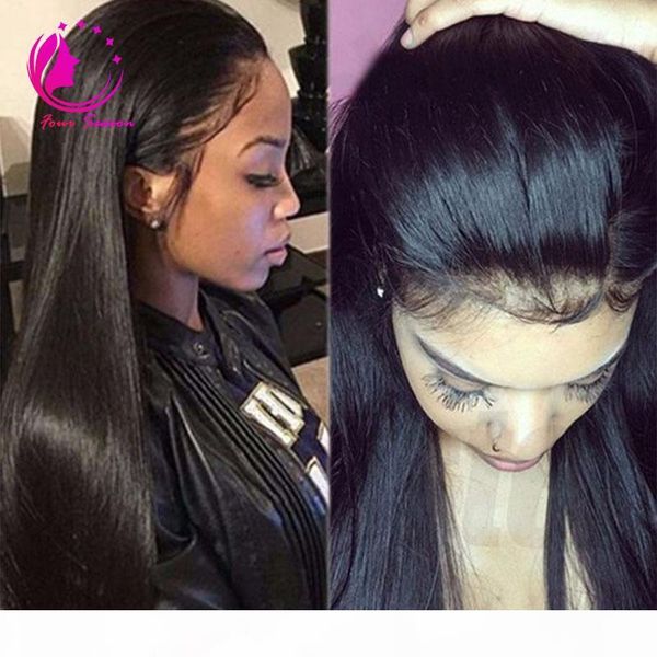 

130 density glueless vigin silk full lace wigs for black women with baby hair peruvian 4x4 silk base lace front wig with bleached knots, Black;brown