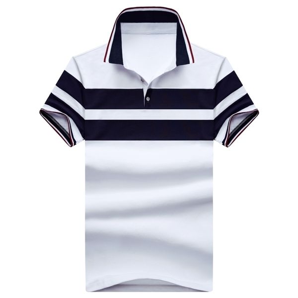 

shirt powder 2021 summer men striped poland cotton business mens new quality short shirts k50 clothes 05a9, White;black