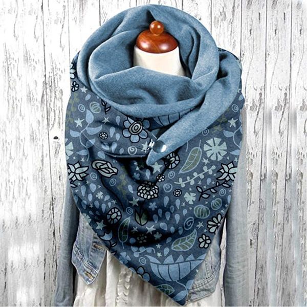 

scarves fashion winter women paisley print button soft wrap casual warm shawls, Blue;gray