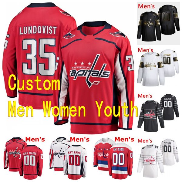 

2020 2021 washington capitals hockey jersey 92 hendrix lapierre 35 henrik lundqvist justin schultz cameron schilling trevor riemsdyk custom, Black;red