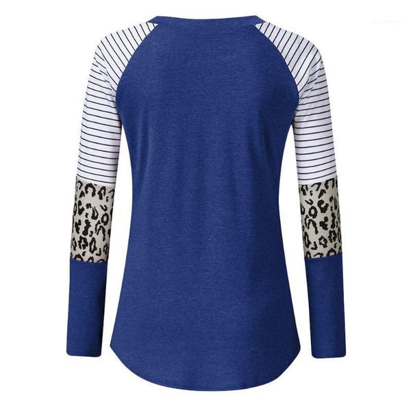 

office women autumn spring soft leopard stripe daily long sleeve loose crew neck travel splice comfortable casual1, White;black