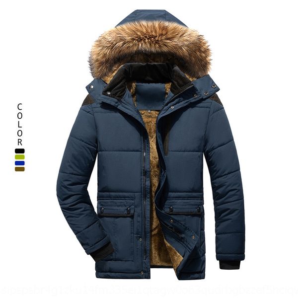 

rjtcq warm cotton- cotton- men's plush thickened coat 2020 winter men's cotton padded jacket large size warm cotton padded jacket, Black