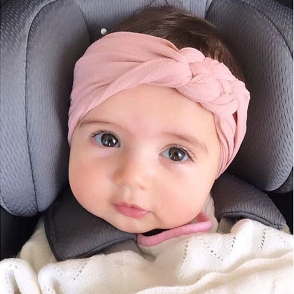Nylon Bebê Headband Chinês Nó Cabeça Envoltório Trançado Bebê Bebê Bandas Cabelos Infantios Acessórios Para Meninas Newborn Turban 0927