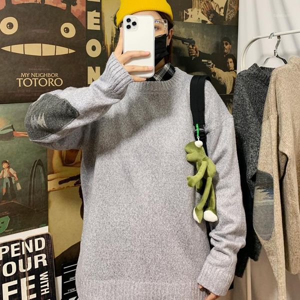 

winter sweater men's warm fashion hit color casual o-neck knitted pullover men loose knitting sweaters male sweter clothes -2xl1, White;black